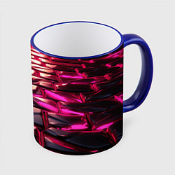 Кружка 3D Неоновые фиолетовые и розовые камни, цвет: 3D-синий кант