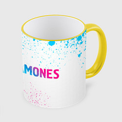 Кружка 3D Ramones neon gradient style по-горизонтали, цвет: 3D-желтый кант