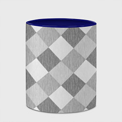 Кружка 3D Серый плед геометрический узор с текстурой, цвет: 3D-белый + синий — фото 2