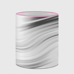 Кружка 3D Бело-серый абстрактный узор дымчатый, цвет: 3D-розовый кант — фото 2