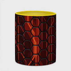 Кружка 3D Огненные шестигранники соты, цвет: 3D-белый + желтый — фото 2