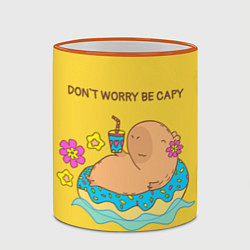 Кружка 3D Капибара dont worry be capy, цвет: 3D-оранжевый кант — фото 2