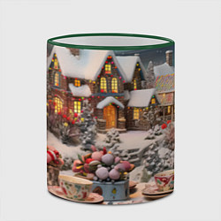 Кружка 3D Объемные новогодние домики, цвет: 3D-зеленый кант — фото 2