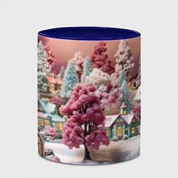 Кружка 3D Зимний закат новый год, цвет: 3D-белый + синий — фото 2