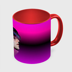 Кружка 3D Lil Peep фиолетовый лук, цвет: 3D-белый + красный