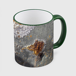 Кружка 3D Коррозия металла гранж текстура, цвет: 3D-зеленый кант