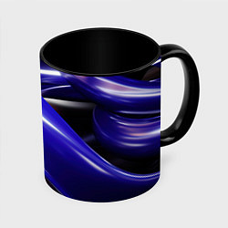 Кружка 3D Blue black abstract, цвет: 3D-белый + черный