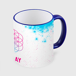 Кружка 3D Coldplay neon gradient style, цвет: 3D-синий кант