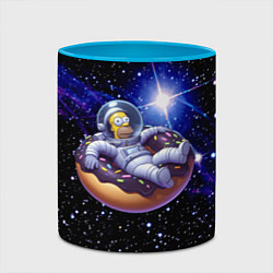 Кружка 3D Космонавт Гомер Симпсон на пончике - нейросеть, цвет: 3D-белый + небесно-голубой — фото 2