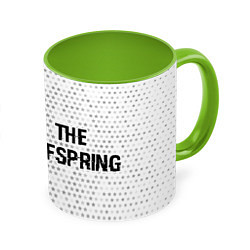 Кружка 3D The Offspring glitch на светлом фоне по-горизонтал, цвет: 3D-белый + светло-зеленый