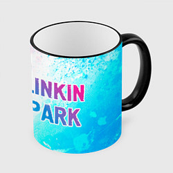 Кружка 3D Linkin Park neon gradient style по-горизонтали, цвет: 3D-черный кант