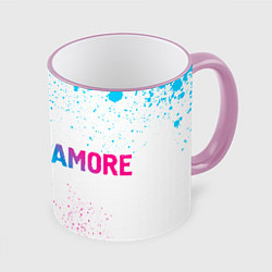 Кружка 3D Paramore neon gradient style по-горизонтали, цвет: 3D-розовый кант