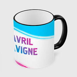 Кружка 3D Avril Lavigne neon gradient style по-горизонтали, цвет: 3D-черный кант