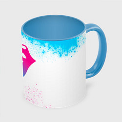 Кружка 3D Rolling Stones neon gradient style, цвет: 3D-белый + небесно-голубой