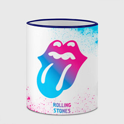 Кружка 3D Rolling Stones neon gradient style, цвет: 3D-синий кант — фото 2