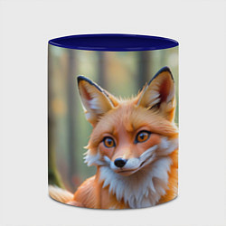 Кружка 3D Портрет лисы в осеннем лесу, цвет: 3D-белый + синий — фото 2