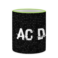Кружка 3D AC DC glitch на темном фоне по-горизонтали, цвет: 3D-светло-зеленый кант — фото 2