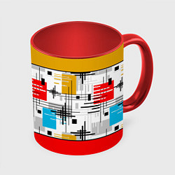 Кружка 3D Узор красного горчичного цвета, цвет: 3D-белый + красный