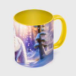 Кружка цветная Заснеженный зимний пейзаж с песцом