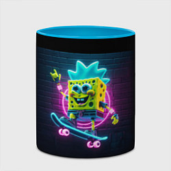 Кружка 3D Sponge Bob on a skateboard, цвет: 3D-белый + небесно-голубой — фото 2