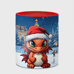 Кружка 3D Маленький дракон зимнего чуда, цвет: 3D-белый + красный — фото 2
