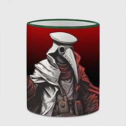 Кружка 3D Чумной доктор и чёрно-красный градиент, цвет: 3D-зеленый кант — фото 2