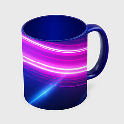 Кружка 3D Фиолетовая полоса из света, цвет: 3D-белый + синий