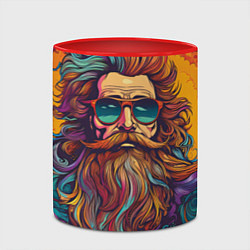 Кружка 3D Стильный хиппи в очках, цвет: 3D-белый + красный — фото 2