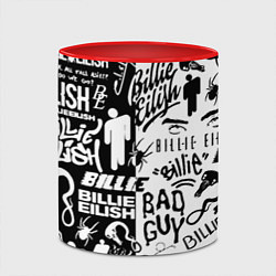 Кружка 3D Billie Eilish чернобелые битва лого, цвет: 3D-белый + красный — фото 2