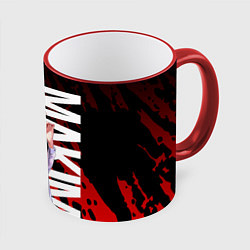 Кружка 3D Макима в офисной одежде, цвет: 3D-красный кант