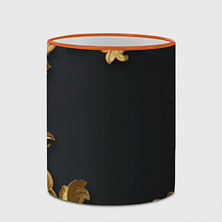 Кружка 3D Золотистые узоры на черном, цвет: 3D-оранжевый кант — фото 2