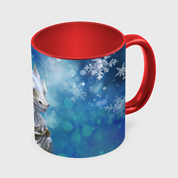 Кружка 3D Зимний дракон, цвет: 3D-белый + красный