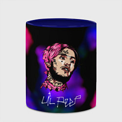 Кружка 3D Lil peep рэп неоновый градиент, цвет: 3D-белый + синий — фото 2