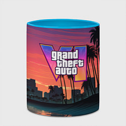 Кружка 3D GTA 6 лого на фоне заката, цвет: 3D-белый + небесно-голубой — фото 2