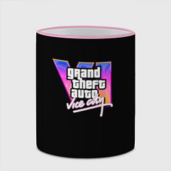 Кружка 3D Gta 6 vice city logo, цвет: 3D-розовый кант — фото 2