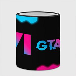 Кружка 3D GTA 6 - neon gradient по-горизонтали, цвет: 3D-черный кант — фото 2