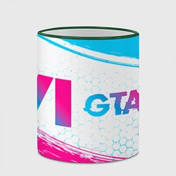 Кружка 3D GTA 6 neon gradient style по-горизонтали, цвет: 3D-зеленый кант — фото 2