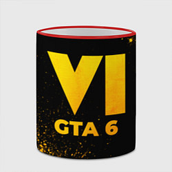 Кружка 3D GTA 6 - gold gradient, цвет: 3D-красный кант — фото 2