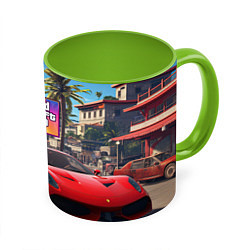 Кружка 3D GTA 6 red auto, цвет: 3D-белый + светло-зеленый