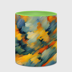 Кружка 3D Жёлтые и синие мазки, цвет: 3D-белый + светло-зеленый — фото 2