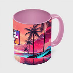 Кружка 3D GTA 6 retro abstract, цвет: 3D-белый + розовый