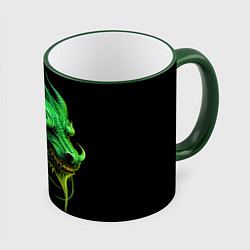 Кружка 3D Зеленый дракон иллюстрация, цвет: 3D-зеленый кант
