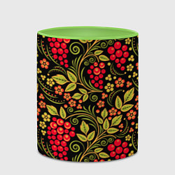Кружка 3D Хохломская роспись красные ягоды, цвет: 3D-белый + светло-зеленый — фото 2
