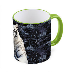 Кружка 3D Белый тигр солдат, цвет: 3D-светло-зеленый кант