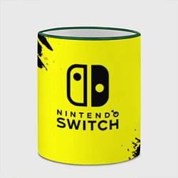 Кружка 3D Nintendo switch краски на жёлтом, цвет: 3D-зеленый кант — фото 2