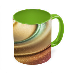 Кружка 3D Плавные рельефы с блёстками, цвет: 3D-белый + светло-зеленый