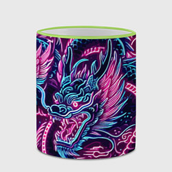 Кружка 3D Neon Japanese dragon - irezumi, цвет: 3D-светло-зеленый кант — фото 2