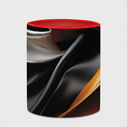 Кружка 3D Черная и оранжевая материя, цвет: 3D-белый + красный — фото 2