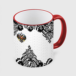 Кружка 3D Имперский узор Россия герб патриотизм, цвет: 3D-красный кант