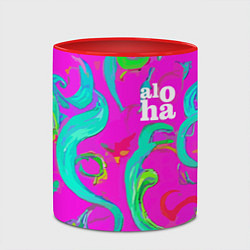 Кружка 3D Abstract floral pattern - aloha, цвет: 3D-белый + красный — фото 2